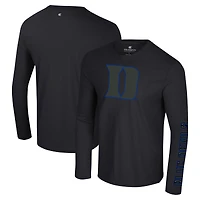 T-shirt à manches longues Colosseum Black Duke Blue Devils Color Pop Active Blend pour hommes