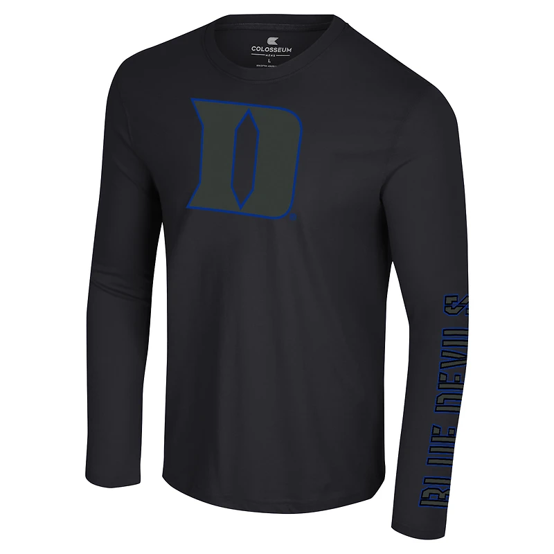 T-shirt à manches longues Colosseum Black Duke Blue Devils Color Pop Active Blend pour hommes