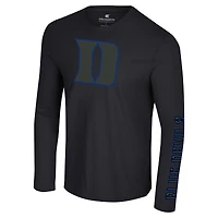 T-shirt à manches longues Colosseum Black Duke Blue Devils Color Pop Active Blend pour hommes