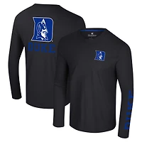 T-shirt à manches longues Colosseum Black Duke Blue Devils Logo Lockup 3-Hit Active Blend pour hommes