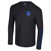 T-shirt à manches longues Colosseum Black Duke Blue Devils Logo Lockup 3-Hit Active Blend pour hommes