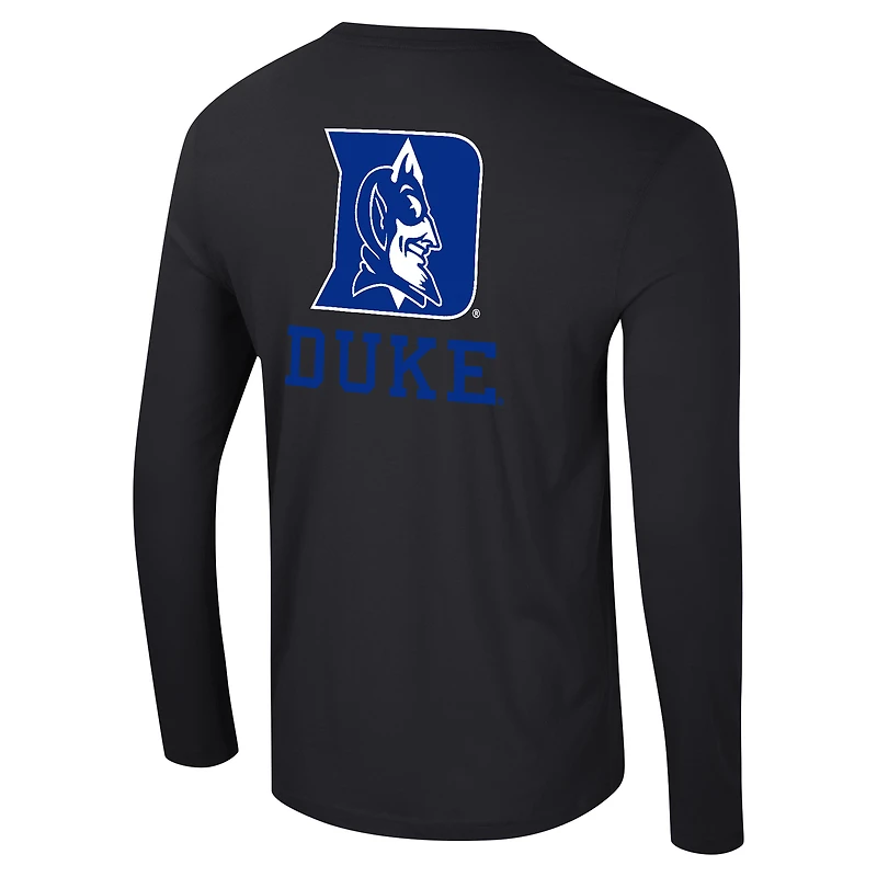 T-shirt à manches longues Colosseum Black Duke Blue Devils Logo Lockup 3-Hit Active Blend pour hommes