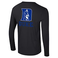 T-shirt à manches longues Colosseum Black Duke Blue Devils Logo Lockup 3-Hit Active Blend pour hommes