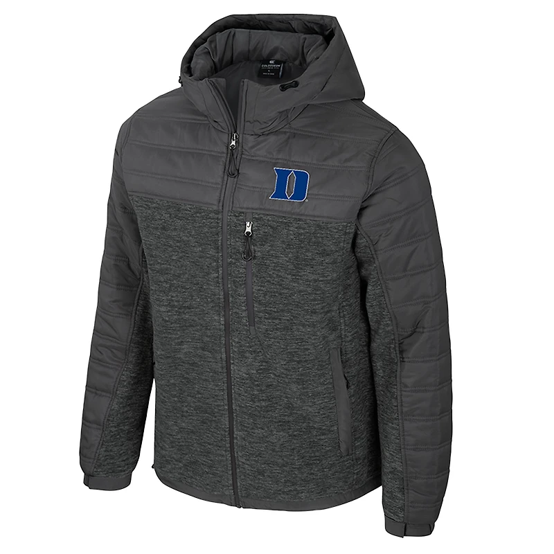 Men's Colosseum Charcoal Duke Blue Devils Nightman Full-Zip Hoodie Puffer Jacket