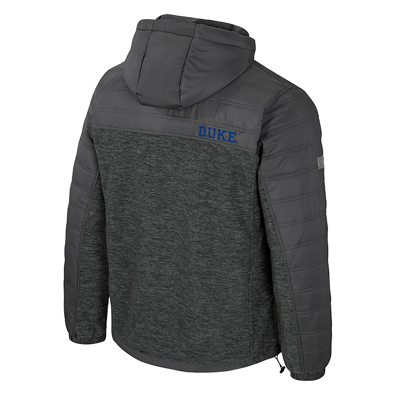 Men's Colosseum Charcoal Duke Blue Devils Nightman Full-Zip Hoodie Puffer Jacket