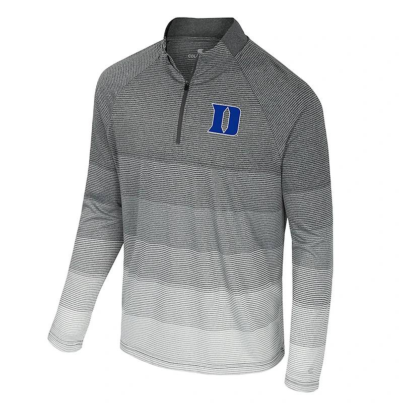 Men's Colosseum Gray Duke Blue Devils AI Striped Mesh Quarter-Zip Raglan Windshirt