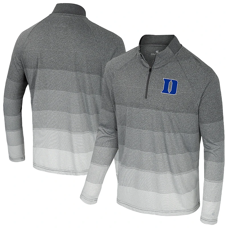Men's Colosseum Gray Duke Blue Devils AI Striped Mesh Quarter-Zip Raglan Windshirt