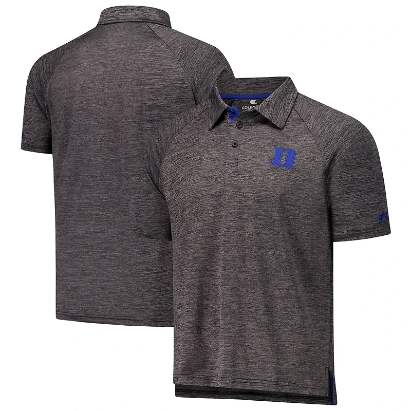 Polo d'équipe Down Swing Raglan pour homme Colosseum Heather Charcoal Duke Blue Devils