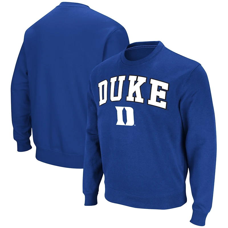 Men's Colosseum Black Duke Blue Devils Arch & Logo Pullover Sweatshirt