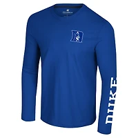 T-shirt à manches longues Colosseum Royal Duke Blue Devils Logo Lockup 3-Hit Active Blend pour hommes