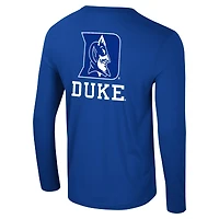 T-shirt à manches longues Colosseum Royal Duke Blue Devils Logo Lockup 3-Hit Active Blend pour hommes
