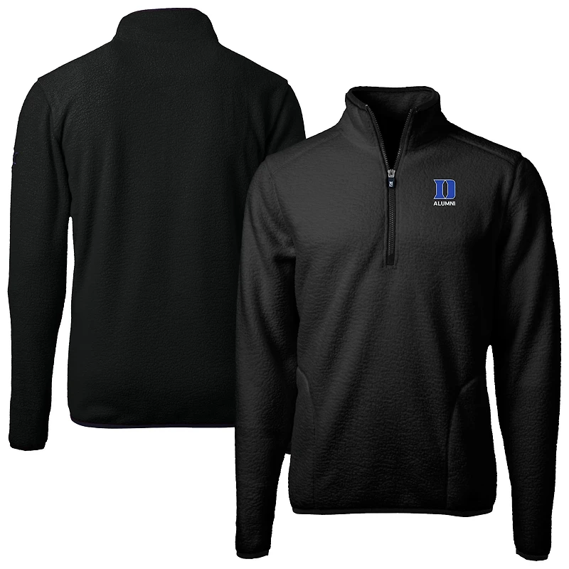 Veste polaire écologique à fermeture éclair quart de tour pour homme, Cutter & Buck Black Duke Blue Devils Alumni Cascade