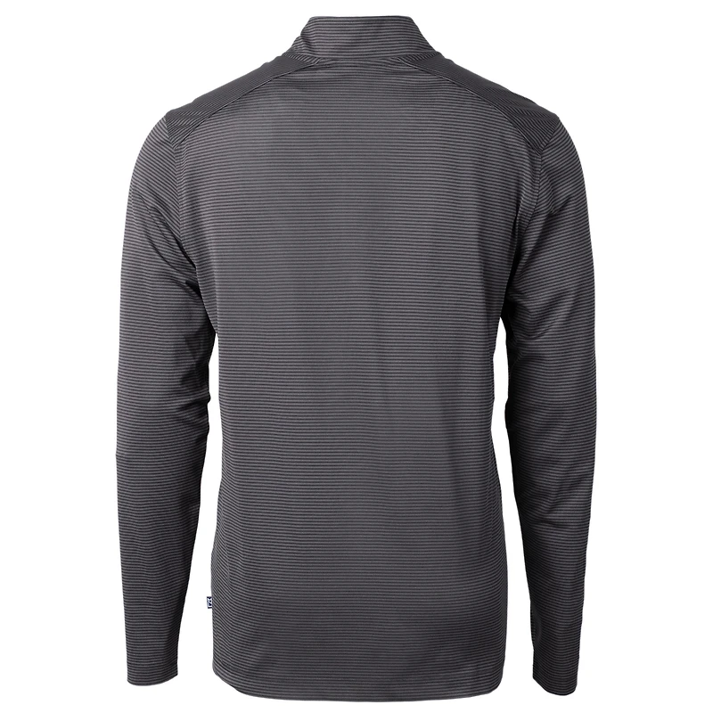 Men's Cutter & Buck Black Duke Blue Devils Virtue Eco Pique Micro Stripe Recycled DryTec Quarter-Zip Top