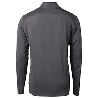 Men's Cutter & Buck Black Duke Blue Devils Virtue Eco Pique Micro Stripe Recycled DryTec Quarter-Zip Top