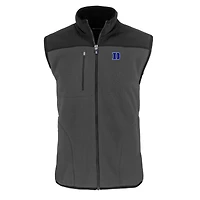 Men's Cutter & Buck  Gray Duke Blue Devils Cascade Eco Fleece Full-Zip Vest