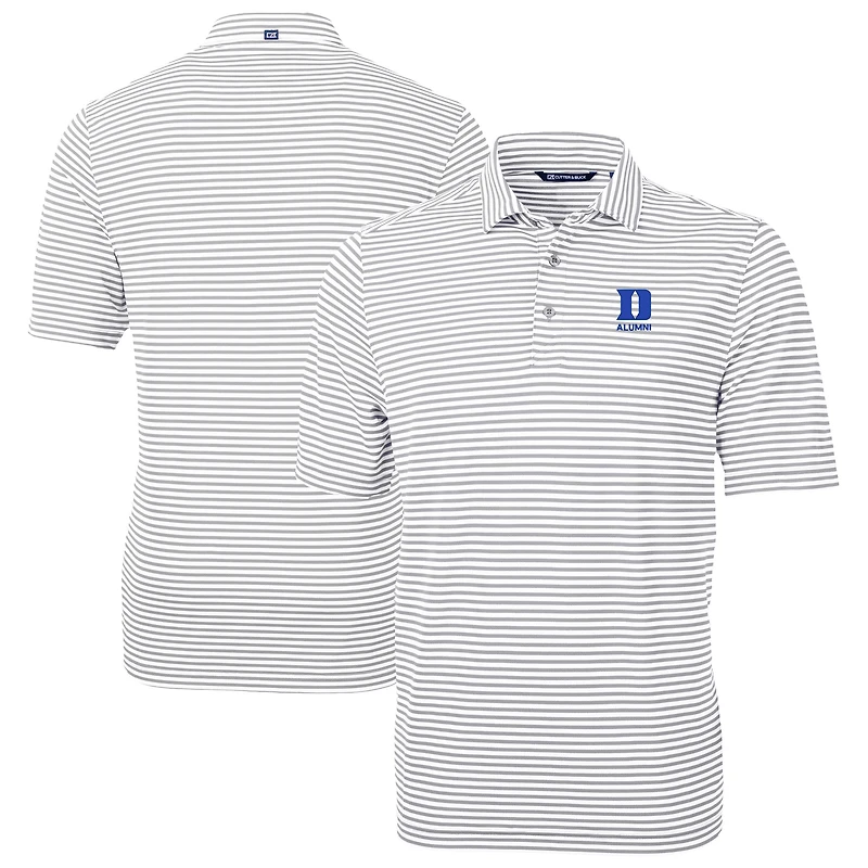 Polo recyclé DryTec à rayures écologiques et piqué pour homme, gris, Duke Blue Devils, Cutter & Buck