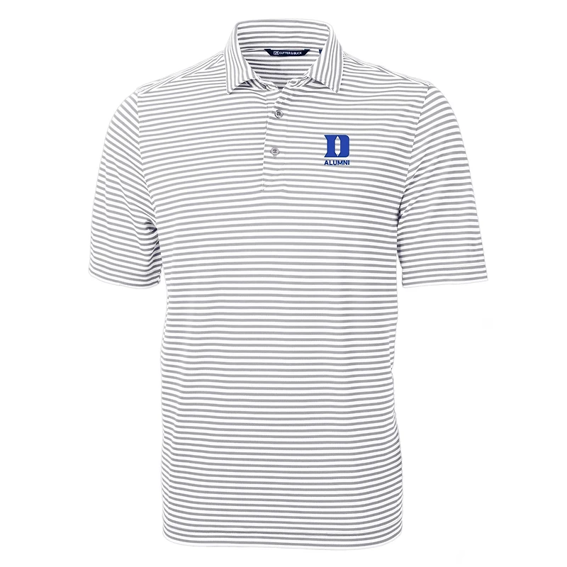 Polo recyclé DryTec à rayures écologiques et piqué pour homme, gris, Duke Blue Devils, Cutter & Buck