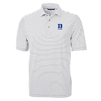 Polo recyclé DryTec à rayures écologiques et piqué pour homme, gris, Duke Blue Devils, Cutter & Buck