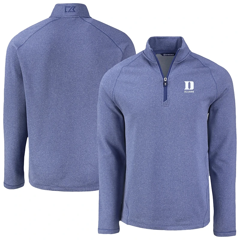 Men's Cutter & Buck  Heather Blue Duke Devils Peshastin Eco Fleece Recycled Quarter-Zip Top
