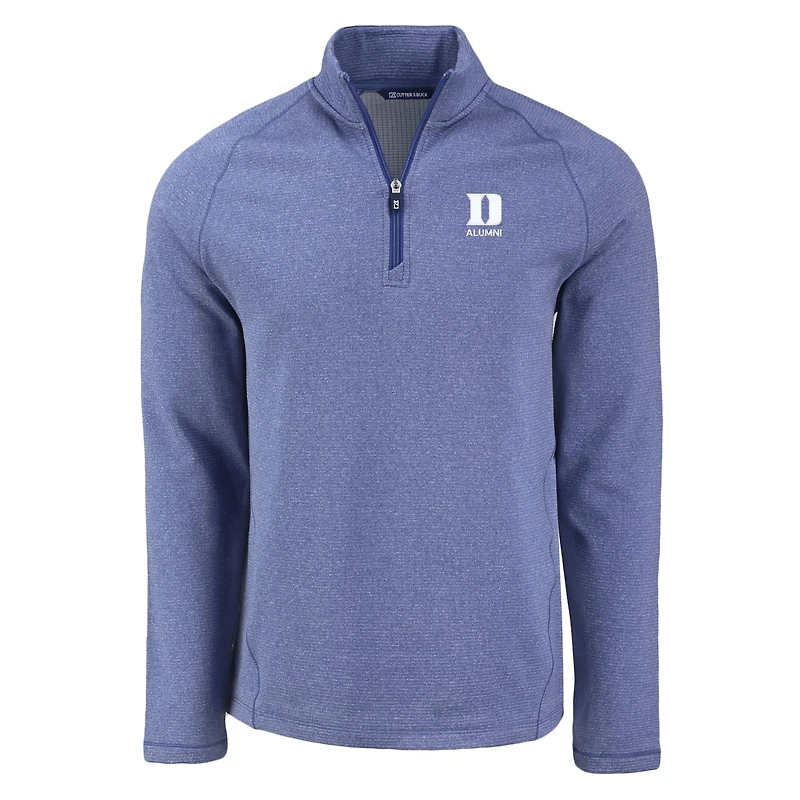 Haut à col zippé Cutter & Buck bleu chiné Duke Blue Devils Peshastin Eco Fleece recyclé pour homme