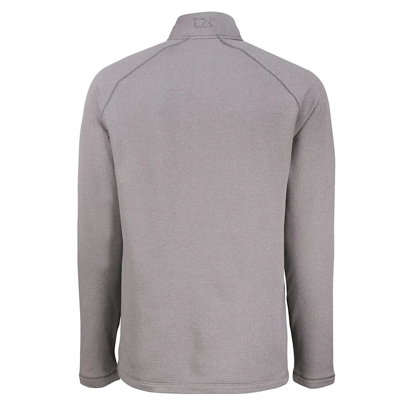 Haut zippé quart de tour en polaire recyclée Peshastin pour homme, gris chiné, des Blue Devils Duke Cutter & Buck
