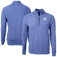 Haut à col raglan et fermeture éclair quart de tour pour homme Cutter & Buck Heather Royal Duke Blue Devils Adapt Eco Knit