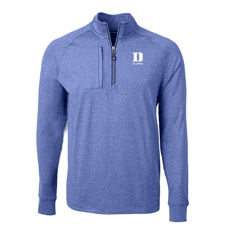 Haut à col raglan et fermeture éclair quart de tour pour homme Cutter & Buck Heather Royal Duke Blue Devils Adapt Eco Knit