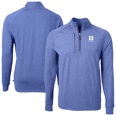 Haut à col raglan et fermeture éclair quart de tour pour homme Cutter & Buck Heather Royal Duke Blue Devils Adapt Eco Knit