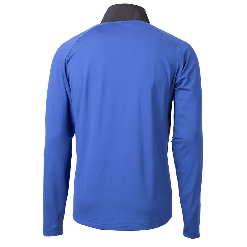 Veste hybride recyclée DryTec 1/4 zippée pour homme, Cutter & Buck Royal/Black Duke Blue Devils Adapt Eco Knit