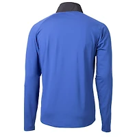 Veste hybride recyclée DryTec 1/4 zippée pour homme, Cutter & Buck Royal/Black Duke Blue Devils Adapt Eco Knit