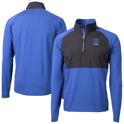 Veste hybride recyclée DryTec 1/4 zippée pour homme, Cutter & Buck Royal/Black Duke Blue Devils Adapt Eco Knit