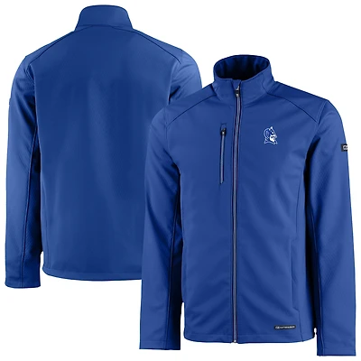 Men's Cutter & Buck Royal Duke Blue Devils Evoke Eco Softshell Recycled Full-Zip Jacket