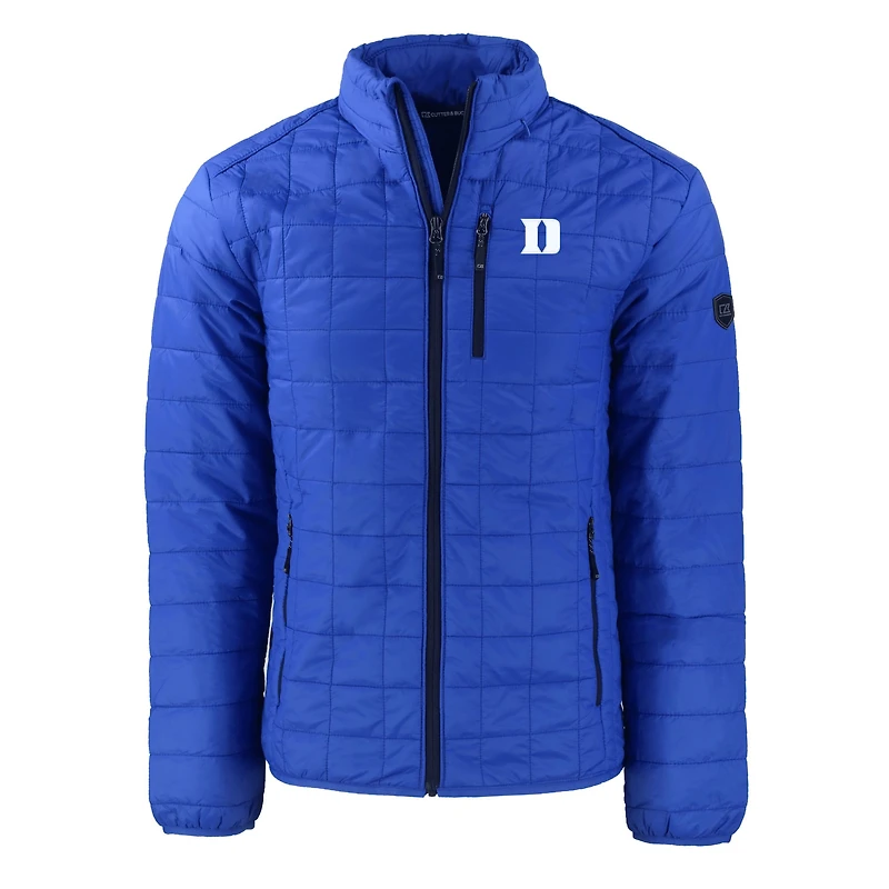 Men's Cutter & Buck  Royal Duke Blue Devils Rainier PrimaLoft® Insulated Full-Zip Hoodie Puffer Jacket
