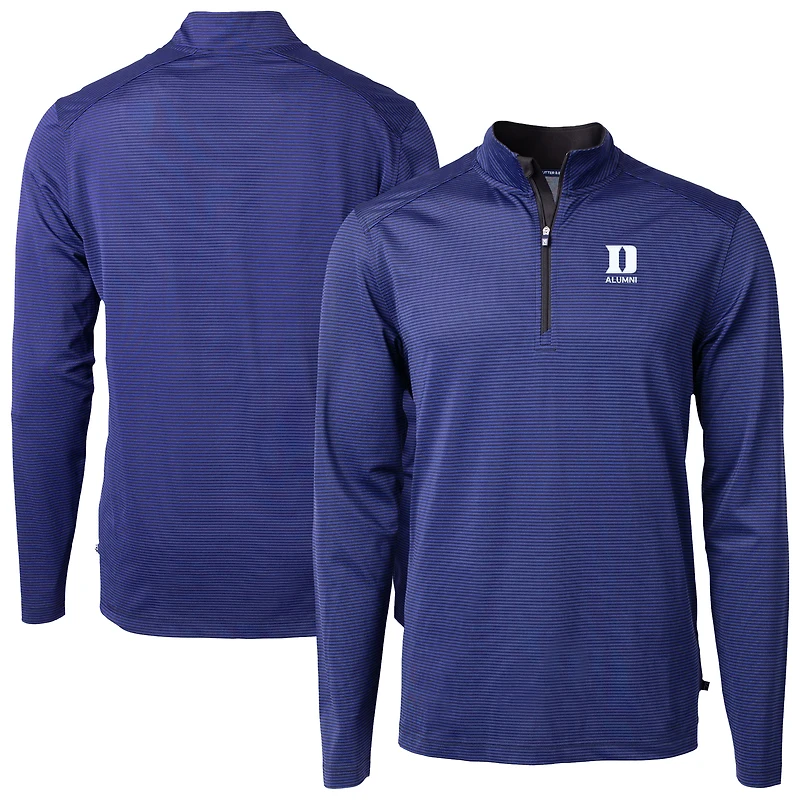 Haut zippé quart de tour en DryTec recyclé à micro-rayures et piqué écologique pour homme, Cutter & Buck Royal Duke Blue Devils Virtue