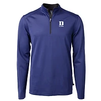 Haut zippé quart de tour en DryTec recyclé à micro-rayures et piqué écologique pour homme, Cutter & Buck Royal Duke Blue Devils Virtue