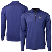 Haut zippé quart de tour en DryTec recyclé à micro-rayures et piqué écologique pour homme, Cutter & Buck Royal Duke Blue Devils Virtue