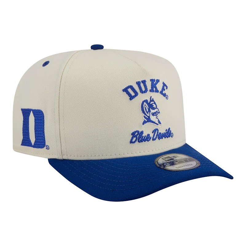 Men's New Era  Cream/Royal Duke Blue Devils Two-Tone Arched 9FIFTY Snapback Hat