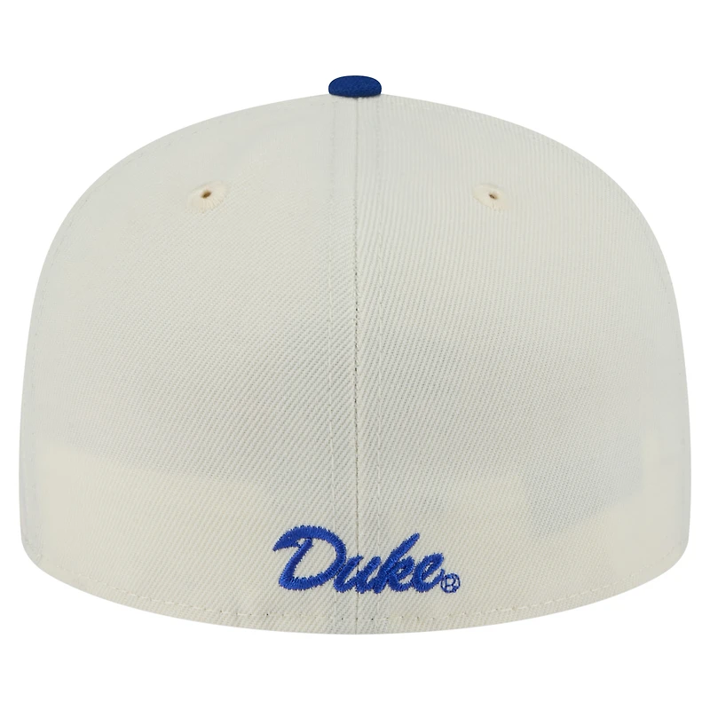 Men's New Era Cream Duke Blue Devils Chrome 59FIFTY Fitted Hat