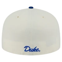 Men's New Era Cream Duke Blue Devils Chrome 59FIFTY Fitted Hat