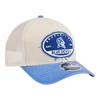 Men's New Era  Stone/Royal Duke Blue Devils Frayed Patch 9FORTY M-Crown A-Frame Trucker Adjustable Hat