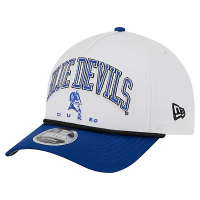 Casquette ajustable New Era 9FORTY A-Frame M-Crown pour homme, blanche/royale, Duke Blue Devils Arch, corde bicolore