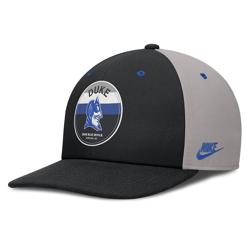 Casquette Nike Duke Blue Devils Prep Pro Performance Snapback noire/grise pour homme