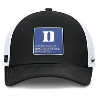 Casquette ajustable Nike Duke Blue Devils 2025 On-Field Rise Engineered Trucker pour homme, noire/blanche