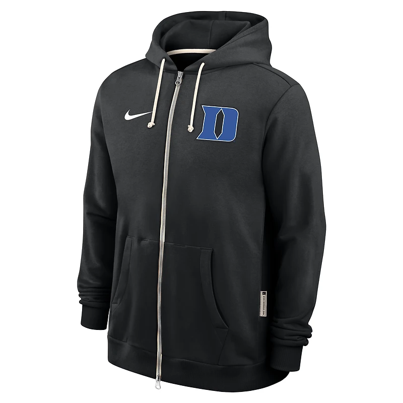 Sweat à capuche Nike noir Duke Blue Devils 2025 Sideline Standard Issue Dri-FIT entièrement zippé pour homme