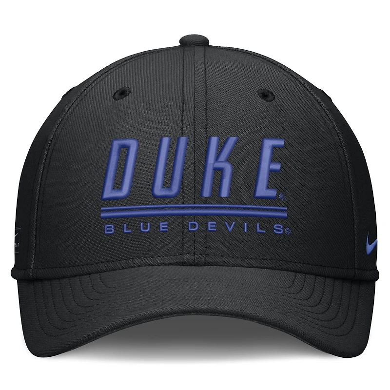 Casquette Nike Swooshflex noire Duke Blue Devils Game Day Rise pour homme