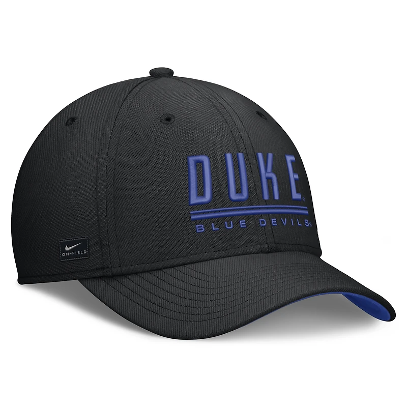 Casquette Nike Swooshflex noire Duke Blue Devils Game Day Rise pour homme