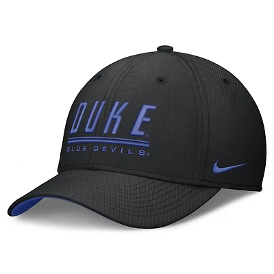 Casquette Nike Swooshflex noire Duke Blue Devils Game Day Rise pour homme