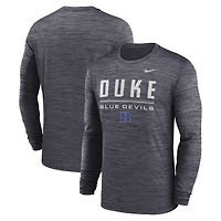 T-shirt à manches longues Nike Duke Blue Devils Sideline Velocity Dri-FIT noir pour homme