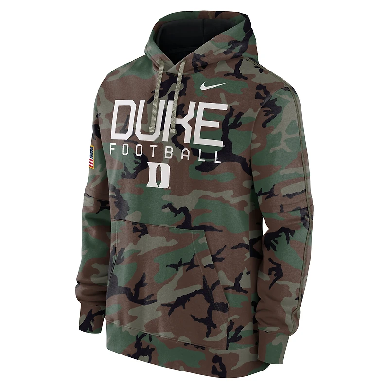 Sweat à capuche en polaire Nike Camo Duke Blue Devils 2024 Military Appreciation Club pour homme