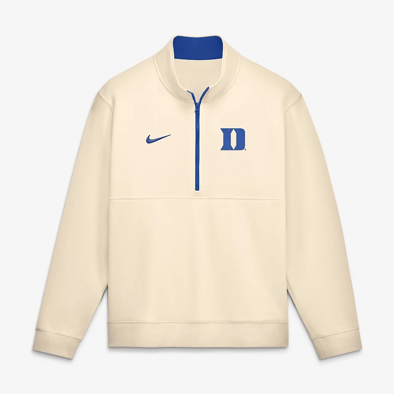 Men's Nike Cream Duke Blue Devils Primetime Club Fleece Half-Zip Pullover